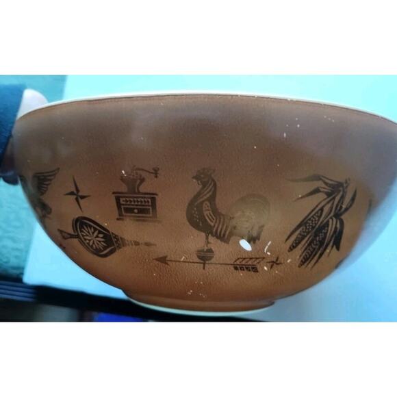 Pyrex Vintage 444 Brown Gold Cinderella 4Qt Mixing Bowl Early American - Picture 14 of 16